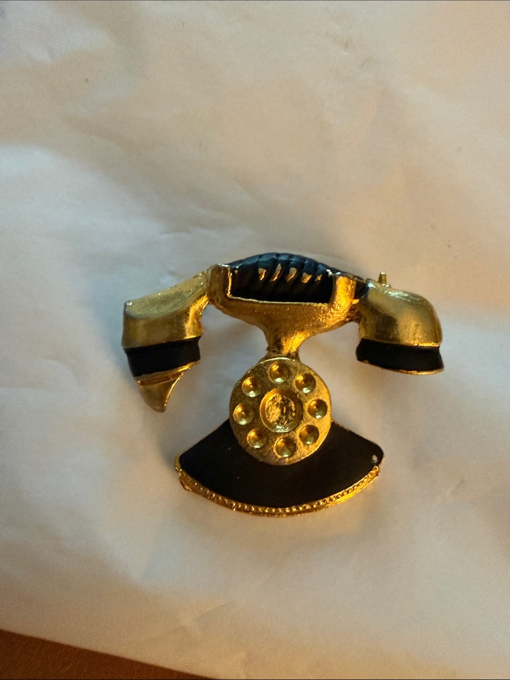 Napier Gold and Black Vintage Telephone Brooch